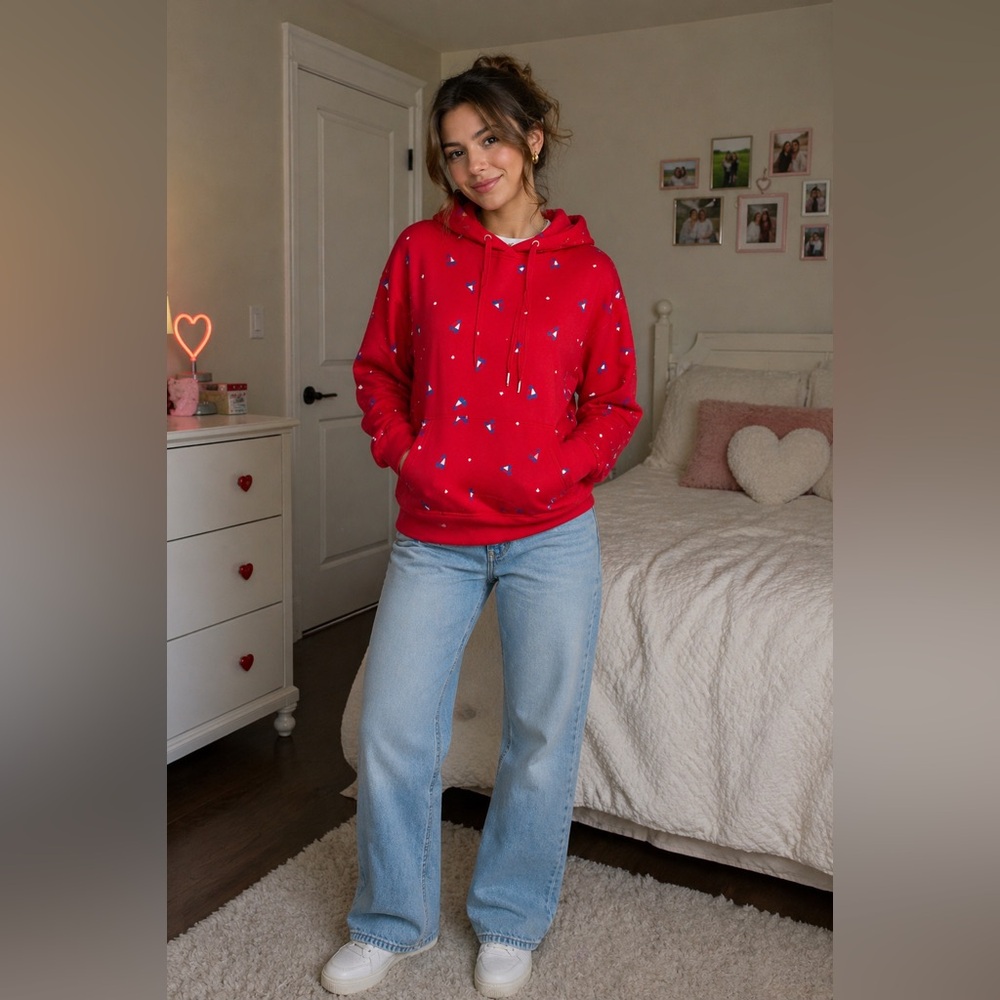 🟪Firm Price🟪 Tommy Hilfiger Sport Cropped Heart Print Hoodie